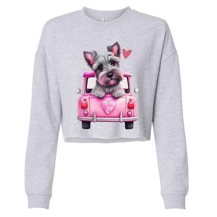 Valentines Day Puppy Cute Gift Cropped Pullover Crew