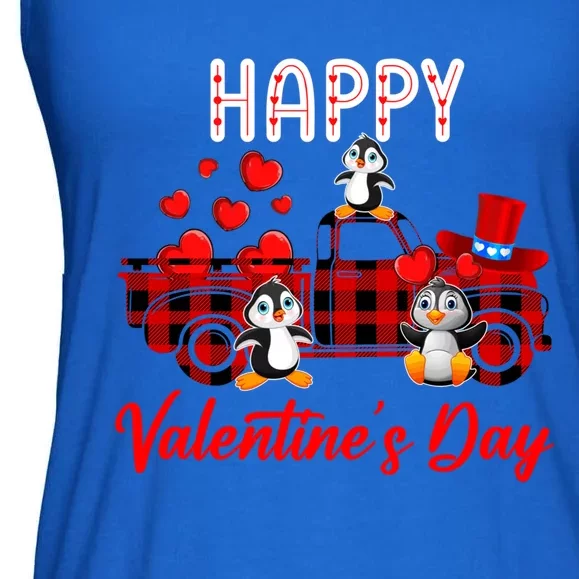 Valentine's Day Pickup Truck Carrying Hearts And Penguins Gift Ladies Essential Flowy Tank