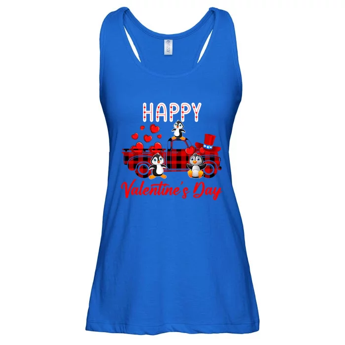 Valentine's Day Pickup Truck Carrying Hearts And Penguins Gift Ladies Essential Flowy Tank