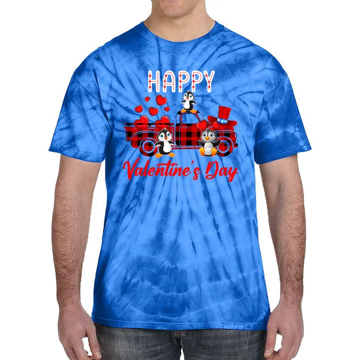 Valentine's Day Pickup Truck Carrying Hearts And Penguins Gift Tie-Dye T-Shirt