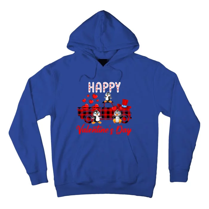 Valentine's Day Pickup Truck Carrying Hearts And Penguins Gift Tall Hoodie