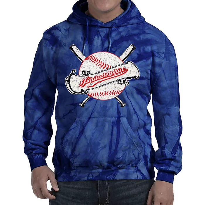 Vintage Distressed Philly Baseball Lovers Tie Dye Hoodie