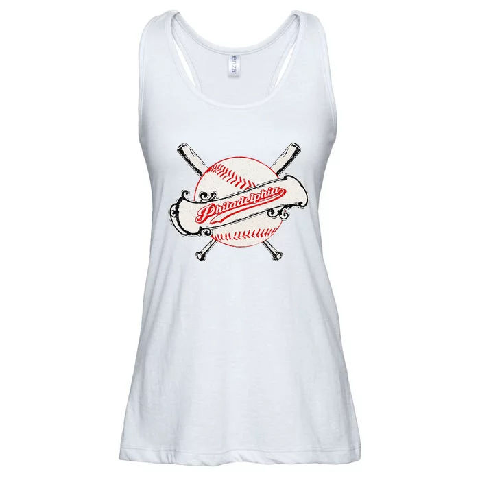 Vintage Distressed Philly Baseball Lovers Ladies Essential Flowy Tank