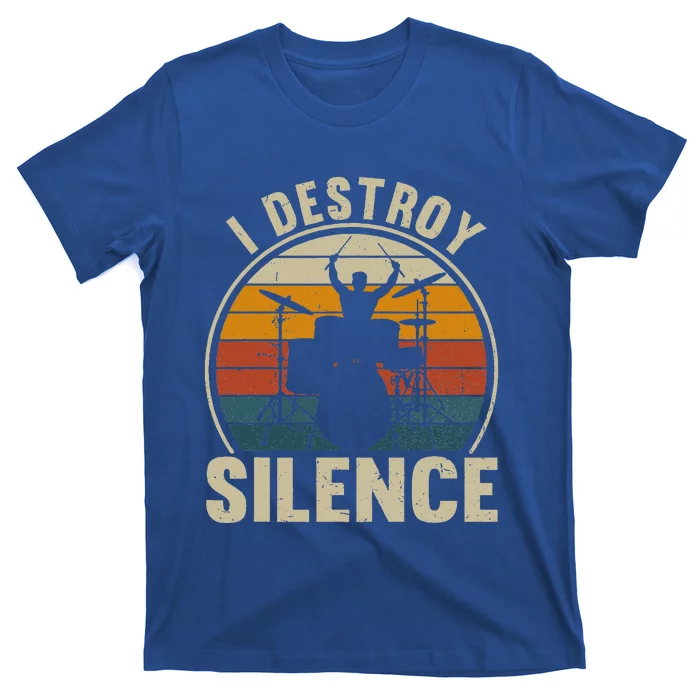 Vintage Drums Player I Destroy Silence Drummer T-Shirt