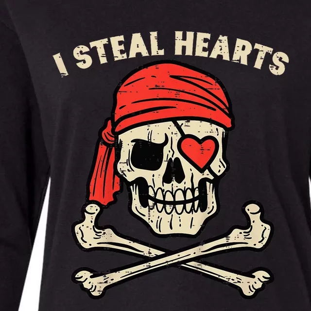 Valentines Day Pirate I Steal Hearts Cool Womens Cotton Relaxed Long Sleeve T-Shirt