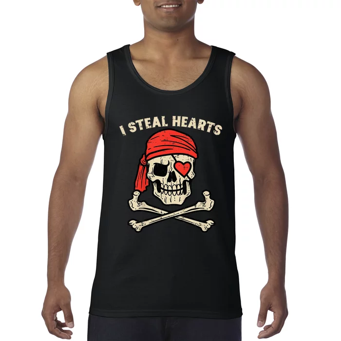 Valentines Day Pirate I Steal Hearts Cool Tank Top