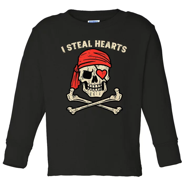 Valentines Day Pirate I Steal Hearts Cool Toddler Long Sleeve Shirt