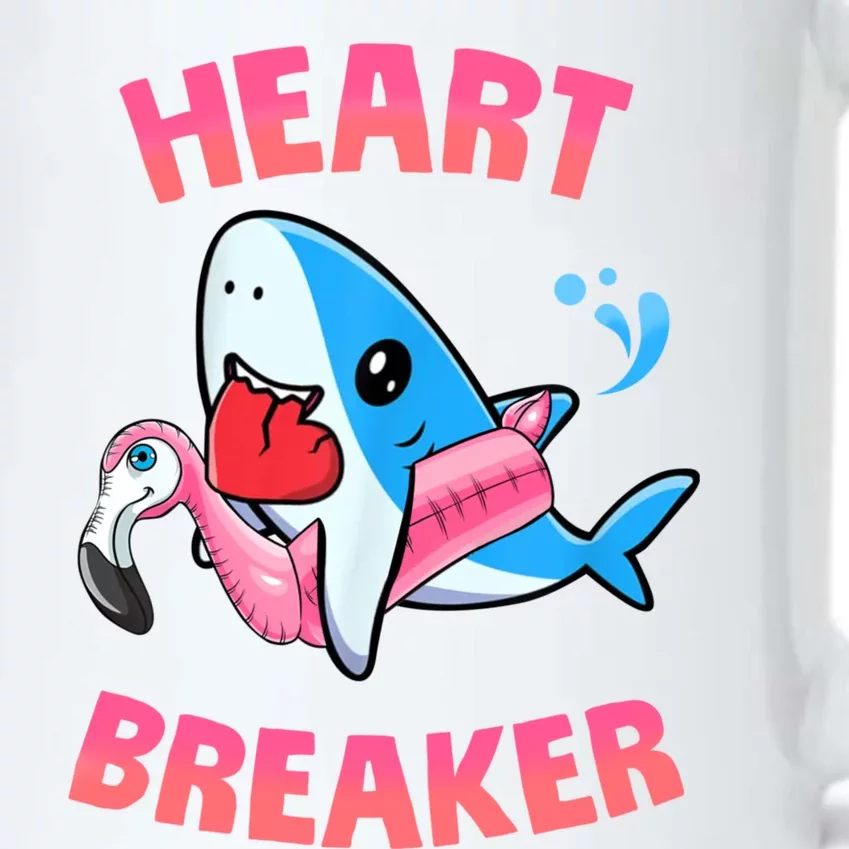 Valentines Day Pool Party Shark Heart Breaker Funny Funny Gift Black Color Changing Mug