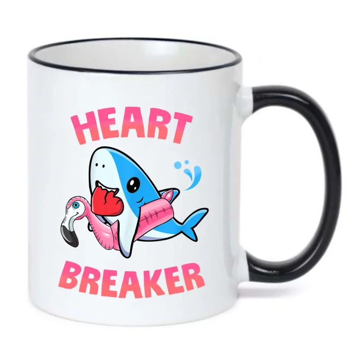 Valentines Day Pool Party Shark Heart Breaker Funny Funny Gift Black Color Changing Mug