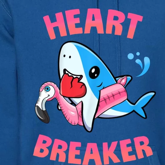 Valentines Day Pool Party Shark Heart Breaker Funny Funny Gift Premium Hoodie