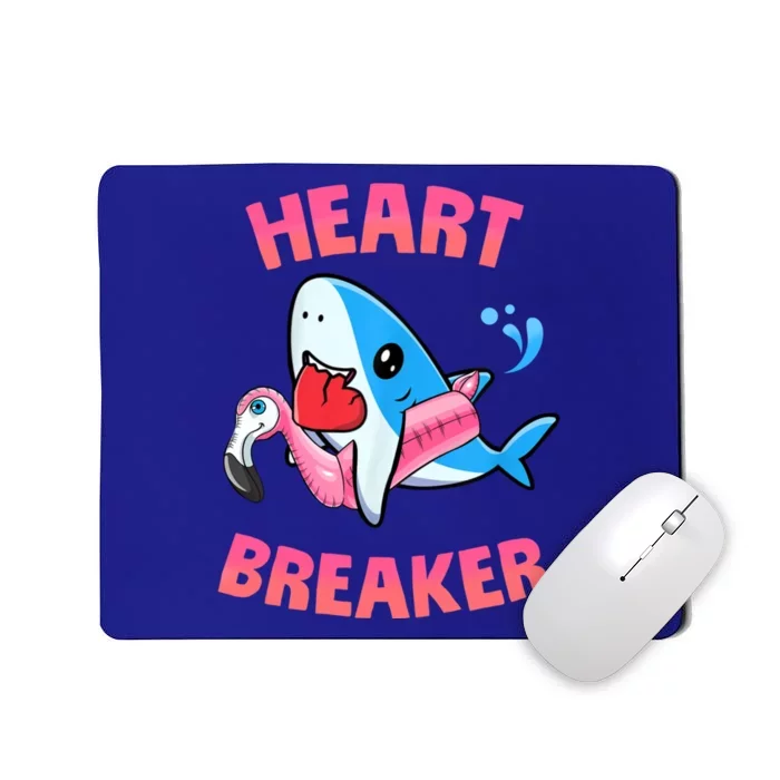 Valentines Day Pool Party Shark Heart Breaker Funny Funny Gift Mousepad