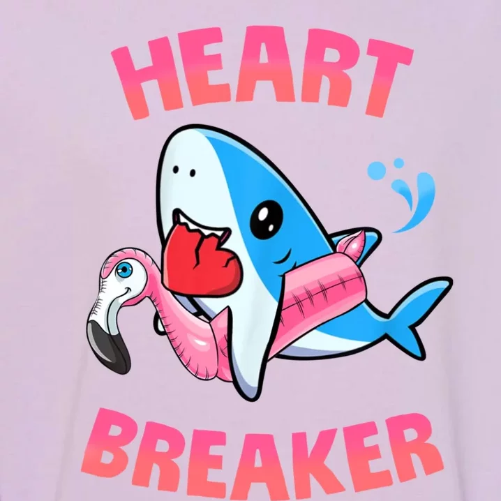 Valentines Day Pool Party Shark Heart Breaker Funny Funny Gift Garment-Dyed Sweatshirt