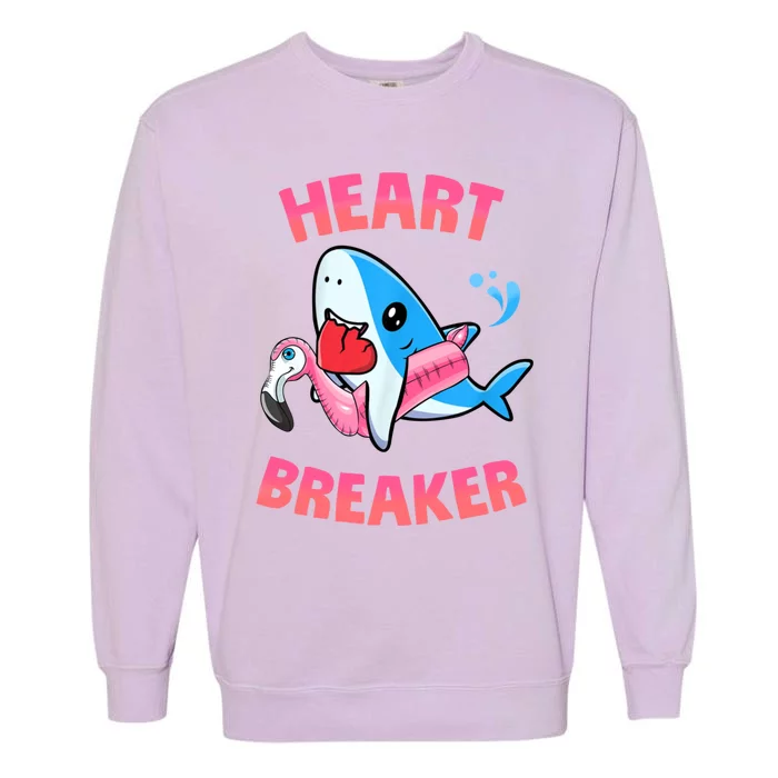 Valentines Day Pool Party Shark Heart Breaker Funny Funny Gift Garment-Dyed Sweatshirt