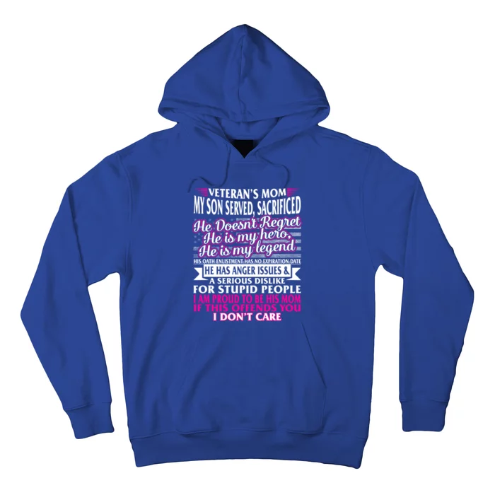 Veterans Day Proud Veteran Mom Son Served Sacrificed Hero Gift Hoodie