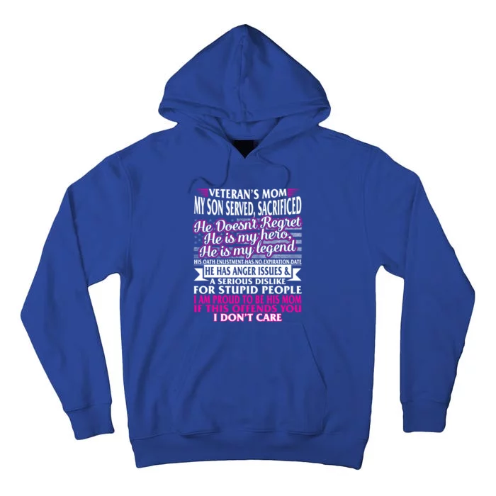 Veterans Day Proud Veteran Mom Son Served Sacrificed Hero Gift Tall Hoodie