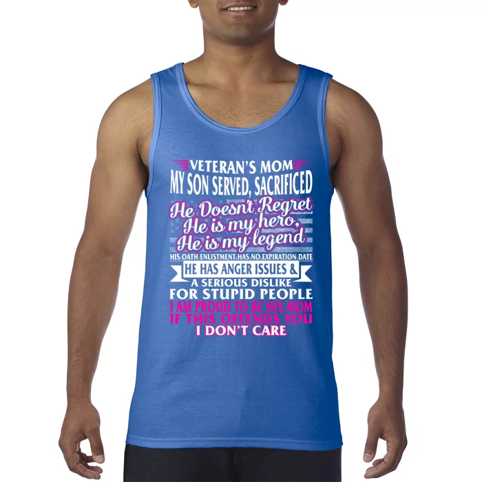 Veterans Day Proud Veteran Mom Son Served Sacrificed Hero Gift Tank Top