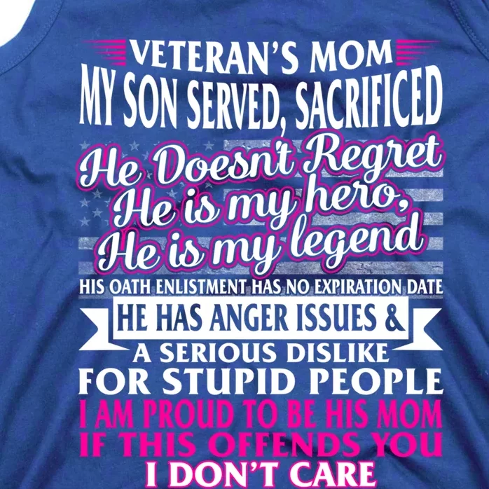 Veterans Day Proud Veteran Mom Son Served Sacrificed Hero Gift Tank Top