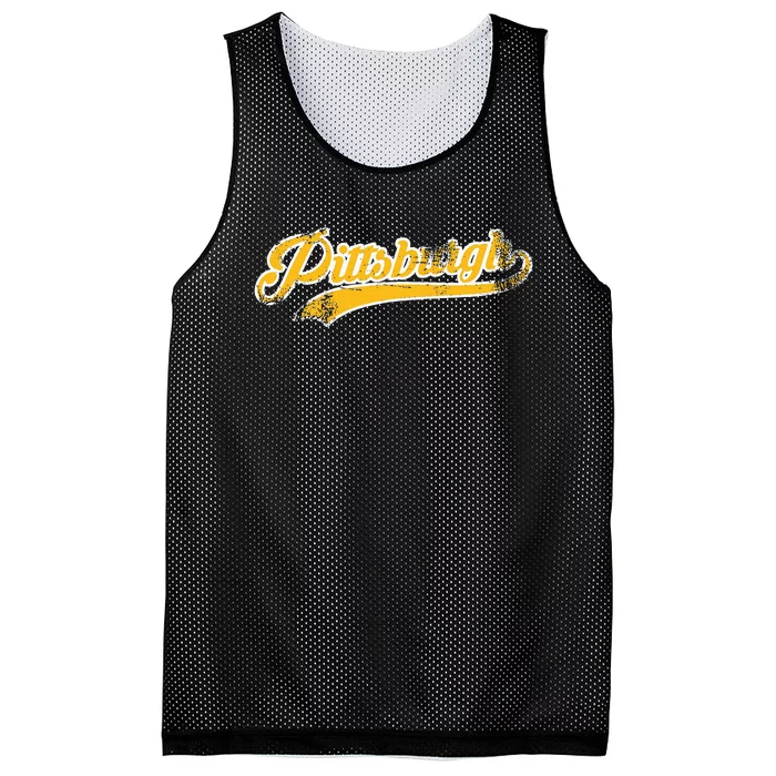 Vintage Distressed Pittsburgh City Mesh Reversible Basketball Jersey Tank