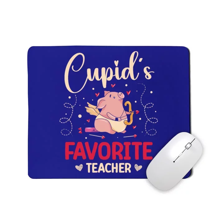 Valentine's Day Pig Lover Funny Cupid's Favorite Teacher Gift Mousepad