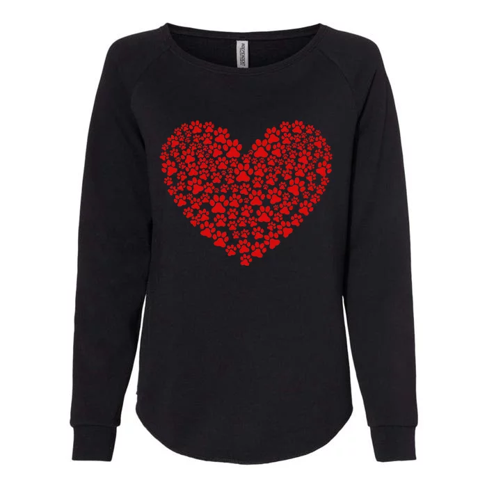 Valentine's Day Paw Heart Prints Dog Cat Lovers Red Love Pet Womens California Wash Sweatshirt