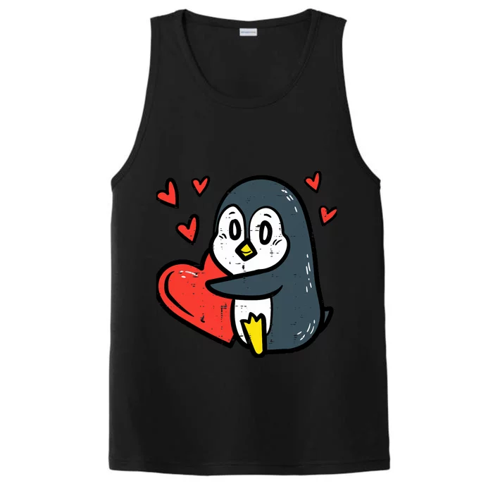 Valentines Day Penguin Heart Boy Girl Toddlers Baby Performance Tank