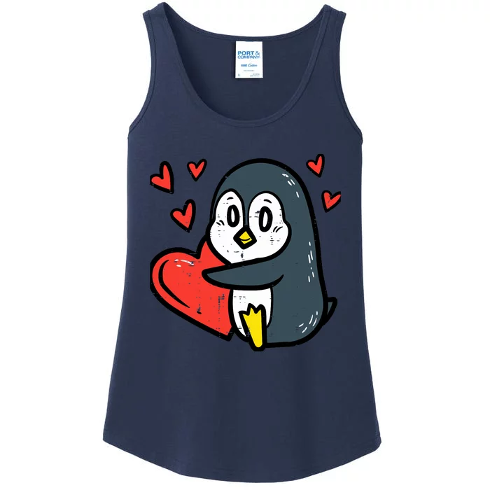 Valentines Day Penguin Heart Boy Girl Toddlers Baby Ladies Essential Tank