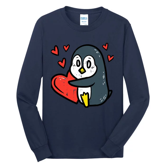 Valentines Day Penguin Heart Boy Girl Toddlers Baby Tall Long Sleeve T-Shirt