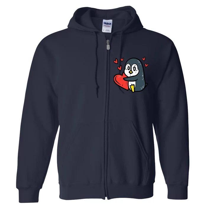 Valentines Day Penguin Heart Boy Girl Toddlers Baby Full Zip Hoodie