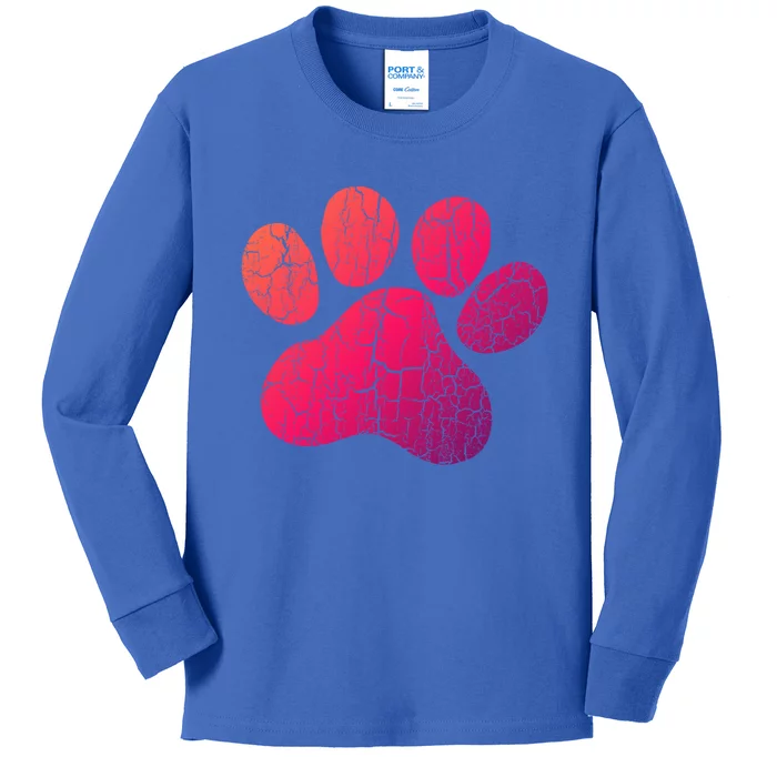 Vintage Dog Paw Funny Gift For Dog Lovers Gift Kids Long Sleeve Shirt