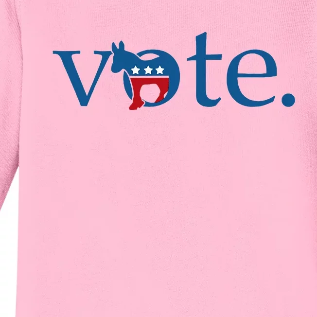 Vote Democratic Party Donkey 2024 Election Vote Biden Baby Long Sleeve Bodysuit