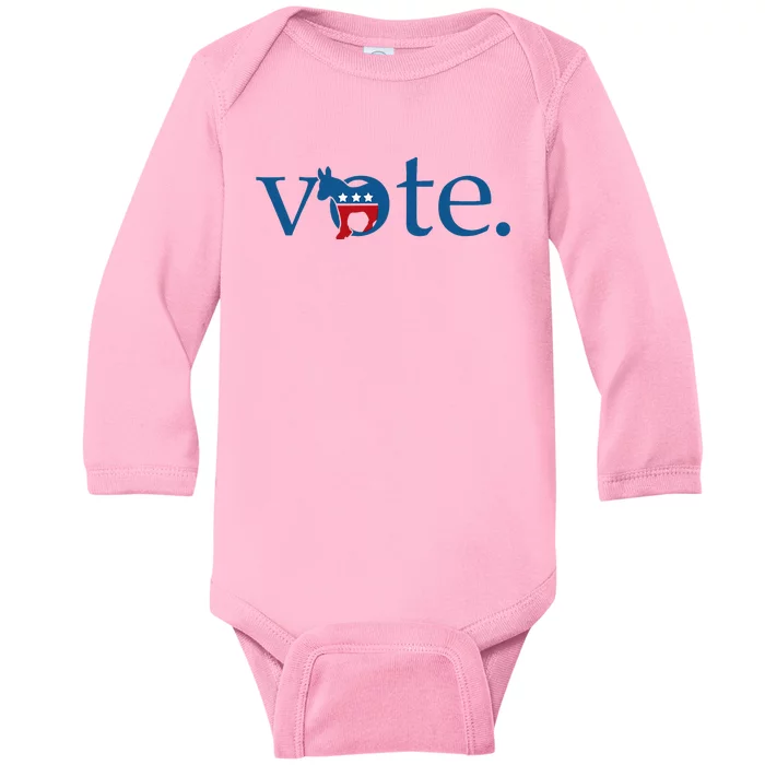 Vote Democratic Party Donkey 2024 Election Vote Biden Baby Long Sleeve Bodysuit