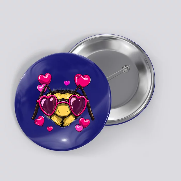 Valentines Day Queen Bee Heart Love Day Couple Bee Lover Cute Gift Button