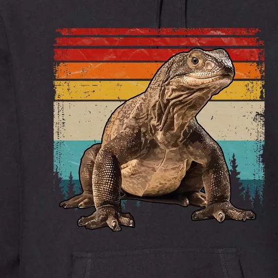 Vintage Distressed Retro Style Cool Komodo Dragon Premium Hoodie