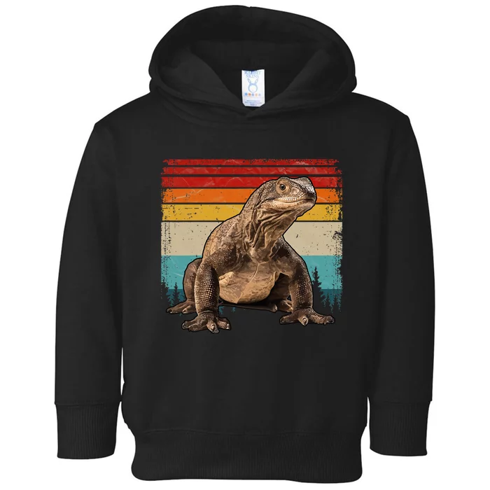 Vintage Distressed Retro Style Cool Komodo Dragon Toddler Hoodie