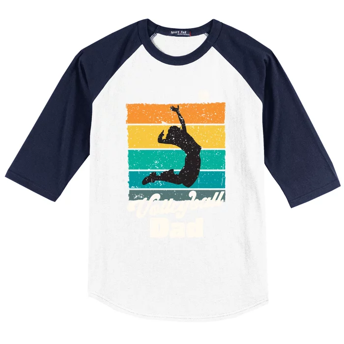 Volleyball Dad Retro Vintage Volleyball Cool Gift Baseball Sleeve Shirt