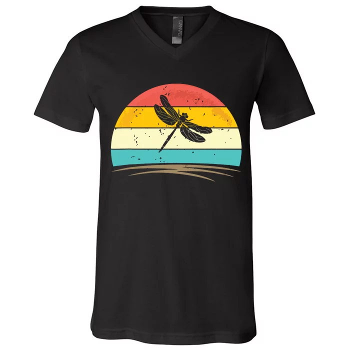 Vintage Dragonfly Retro Distressed Dragonfly Lover V-Neck T-Shirt