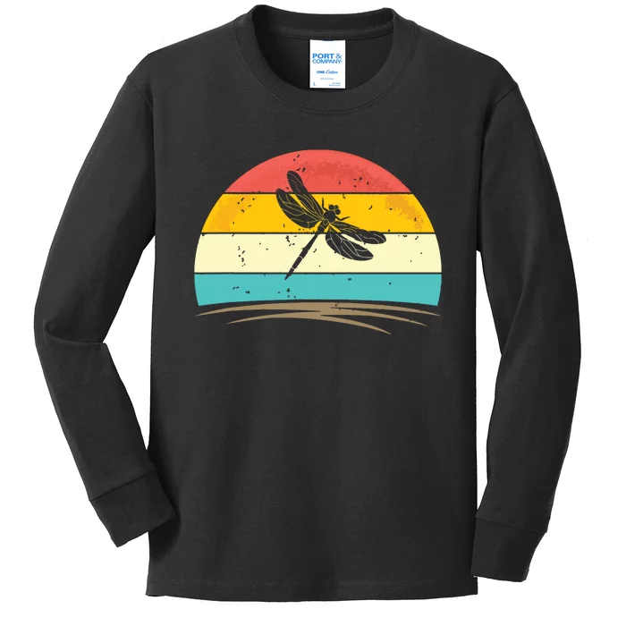 Vintage Dragonfly Retro Distressed Dragonfly Lover Kids Long Sleeve Shirt