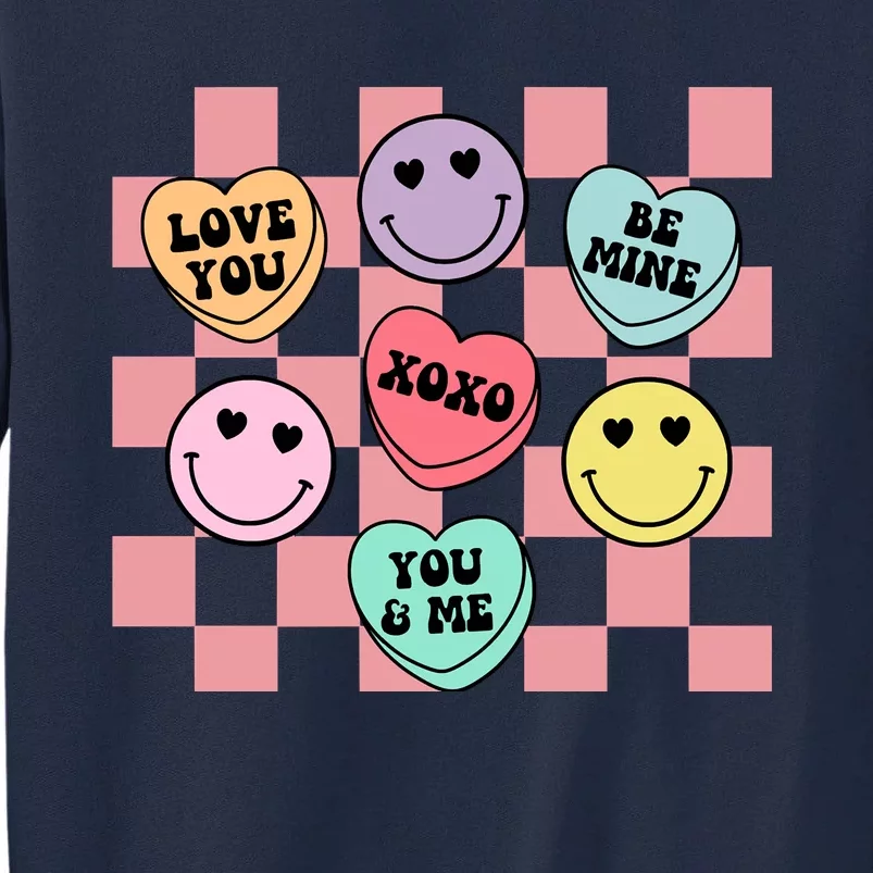 Valentines Day Retro Groovy Conversation Heart Candy Tall Sweatshirt