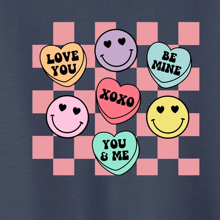 Valentines Day Retro Groovy Conversation Heart Candy Toddler T-Shirt