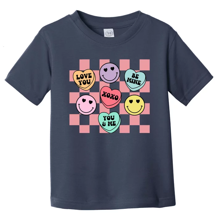 Valentines Day Retro Groovy Conversation Heart Candy Toddler T-Shirt