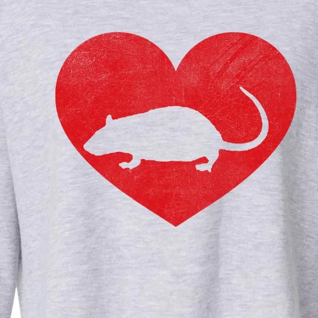 Valentines Day Red Heart Rat Funny Gift Cropped Pullover Crew