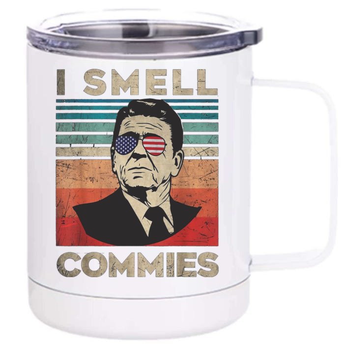 Vintage Distressed Retro Reagan President I Smell Commies Front & Back 12oz Stainless Steel Tumbler Cup