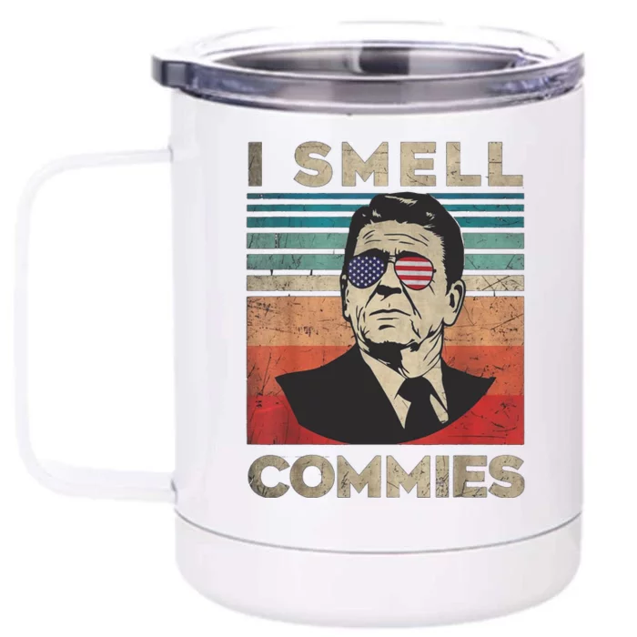 Vintage Distressed Retro Reagan President I Smell Commies Front & Back 12oz Stainless Steel Tumbler Cup