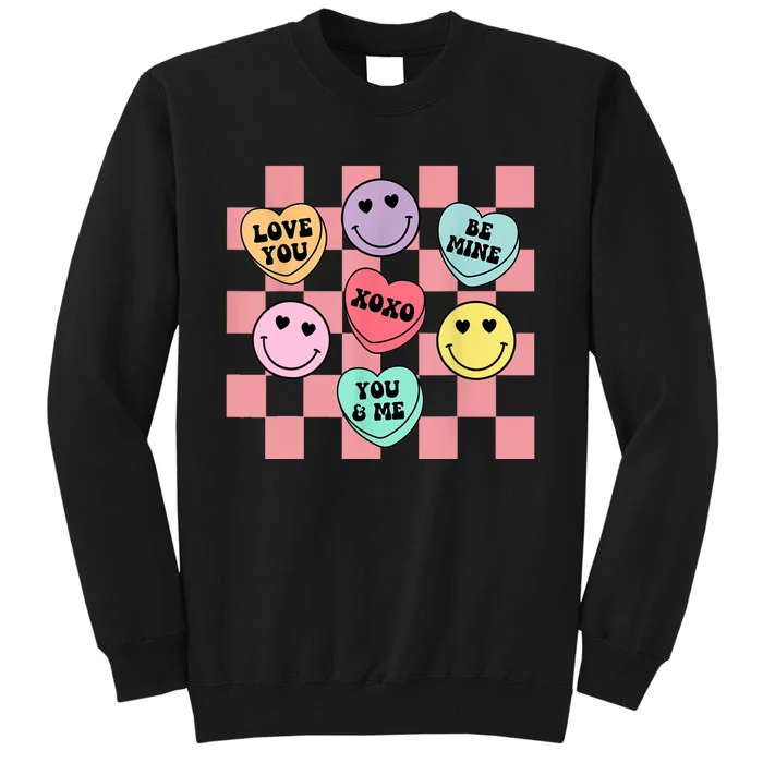 Valentines Day Retro Groovy Conversation Heart Candy Tall Sweatshirt