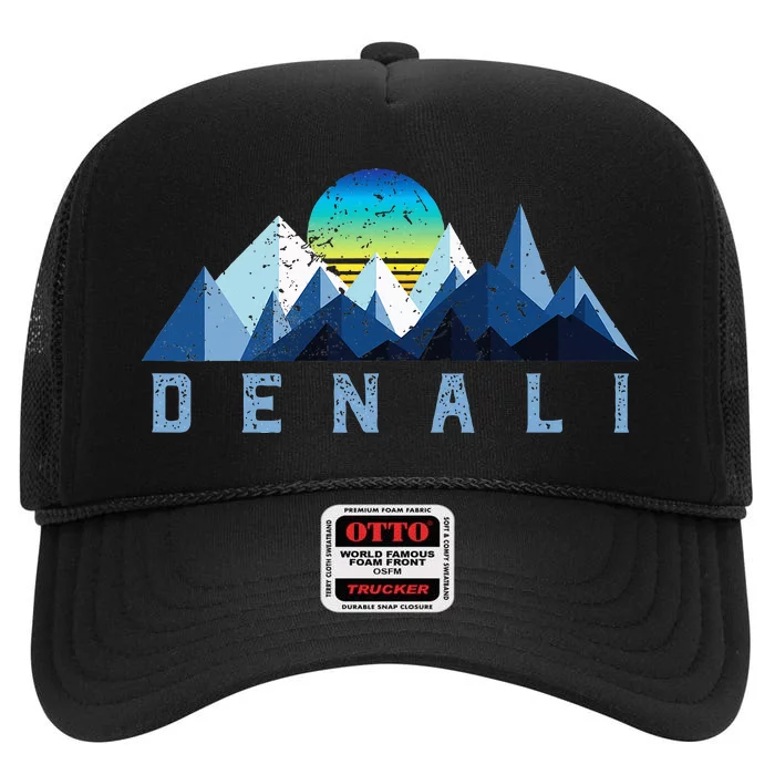 Vintage Denali Retro National Park Geometric High Crown Mesh Trucker Hat