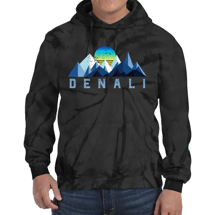 Vintage Denali Retro National Park Geometric Tie Dye Hoodie