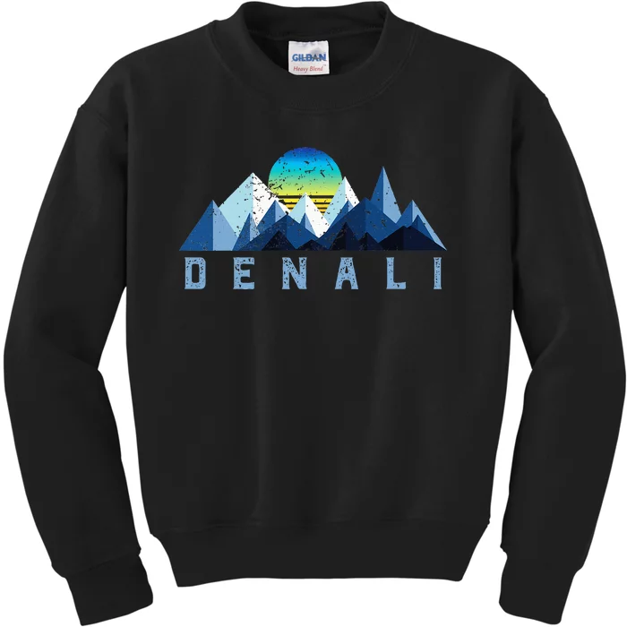 Vintage Denali Retro National Park Geometric Kids Sweatshirt