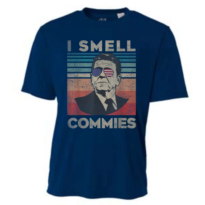 Vintage Distressed, Retro Reagan President I Smell Commies Cooling Performance Crew T-Shirt