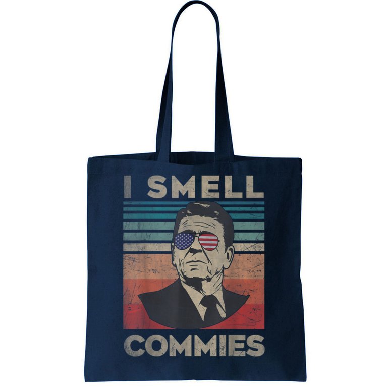 Vintage Distressed, Retro Reagan President I Smell Commies Tote Bag