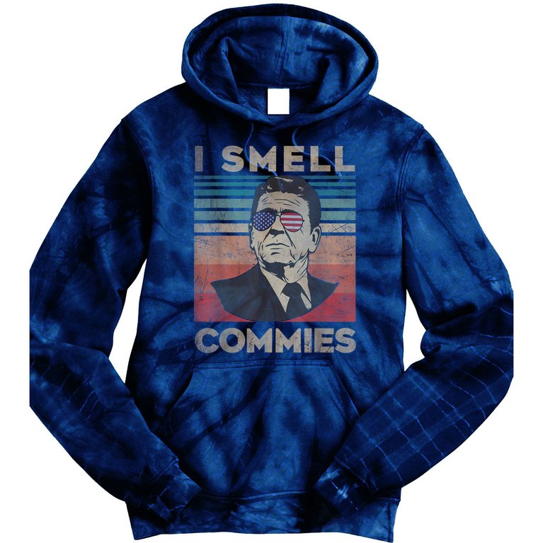 Vintage Distressed, Retro Reagan President I Smell Commies Tie Dye Hoodie